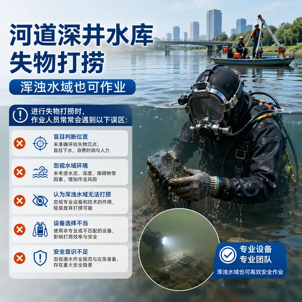 河道深井水库失物打捞,浑浊水域也可作业姚安